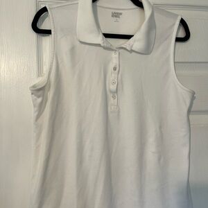 Lands' End White Fitted Buttoned Polo Tank Top